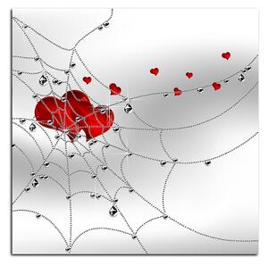 Slika na platnu - Srce u srebrnoj mreži - kvadrat 378A (50x50 cm)