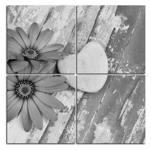 Slika na platnu - Cvijeće i kameno srce - kvadrat 383QD (60x60 cm)