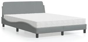 Krevet s madracem Dover svjetlosivi 140x190 cm od tkanine - Siva / 140 x 190 cm