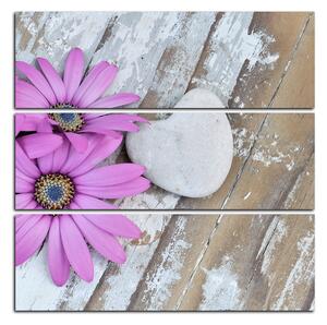 Slika na platnu - Cvijeće i kameno srce - kvadrat 383C (75x75 cm)