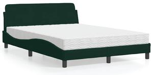 Krevet s madracem Dover tamnozeleni 140x200 cm baršunasti - Zelena / 140 x 200 cm