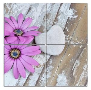 Slika na platnu - Cvijeće i kameno srce - kvadrat 383D (60x60 cm)