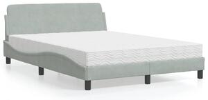 Krevet s madracem Dover svjetlosivi 140x200 cm baršunasti - Siva / 140 x 200 cm