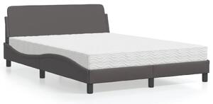 Krevet s madracem Dover sivi 140x190 cm od umjetne kože - Siva / 140 x 190 cm