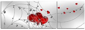 Slika na platnu - Srce u srebrnoj mreži - panorama 578B (90x30 cm)