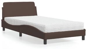Krevet s madracem Dover smeđi 100 x 200 cm od umjetne kože - Smeđa / 100 x 200 cm