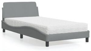 Krevet s madracem Dover svjetlosivi 100x200 cm od tkanine - Siva / 100 x 200 cm
