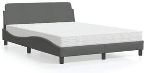 Krevet s madracem Dover tamnosivi 120 x 200 cm od tkanine - Siva / 120 x 200 cm