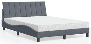 Krevet s madracem Hanko tamnosivi 140x190 cm baršunasti - Siva / 140 x 190 cm