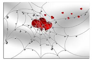 Slika na platnu - Srce u srebrnoj mreži 178A (90x60 cm )