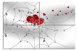 Slika na platnu - Srce u srebrnoj mreži 178D (150x100 cm)