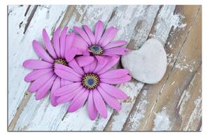 Slika na platnu - Cvijeće i kameno srce 183A (90x60 cm )