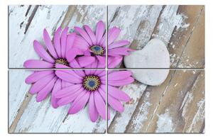 Slika na platnu - Cvijeće i kameno srce 183D (150x100 cm)