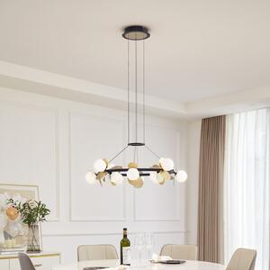 Lucande LED viseća lampa Pallo, 12 žarulja, crna/zlatna, staklo