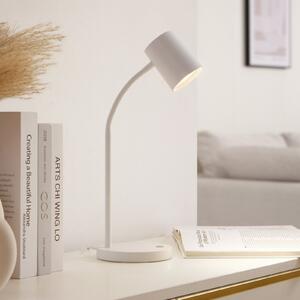 Lindby stolna lampa Radka, bijela, plastika, GU10, fleksibilna ruka