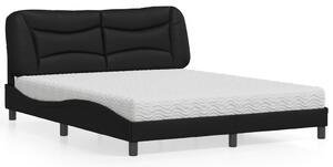 Krevet s madracem Hvar crni 160 x 200 cm od umjetne kože - Crna / 160 x 200 cm