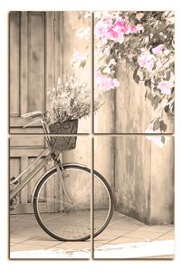 Slika na platnu - Priloženi bicikl s cvijećem - pravokutnik 774FD (90x60 cm)