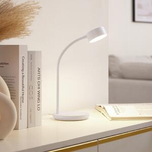 Lindby LED stolna lampa Maori, bijela, metal, CCT, prigušiva