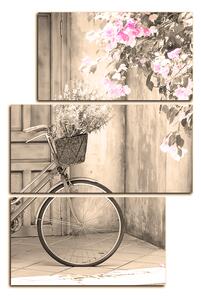 Slika na platnu - Priloženi bicikl s cvijećem - pravokutnik 774FC (90x60 cm)