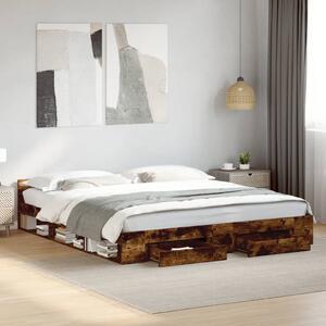 Okvir kreveta s ladicama boja hrasta 200x200 cm - Smeđa / 200 x 200 cm