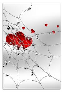 Slika na platnu - Srce u srebrnoj mreži - pravokutnik 778A (90x60 cm )