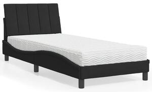 Krevet s madracem Hanko crni 80 x 200 cm baršunasti - Crna / 80 x 200 cm