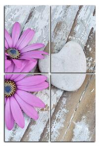 Slika na platnu - Cvijeće i kameno srce - pravokutnik 783D (120x80 cm)
