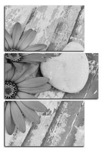 Slika na platnu - Cvijeće i kameno srce - pravokutnik 783QC (90x60 cm)