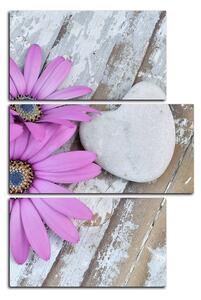 Slika na platnu - Cvijeće i kameno srce - pravokutnik 783C (120x80 cm)