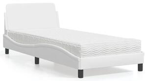 Krevet s madracem Dover bijeli 90 x 200 cm od umjetne kože - Bijela / 90 x 200 cm