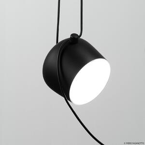 FLOS Aim Mala LED viseća svjetiljka, crna, prigušiva, Crno, Dnevni boravak/blagovaonica, Metal
