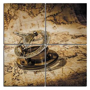 Slika na platnu - Kompas na karti antičkog svijeta - kvadrat 3999FD (60x60 cm)