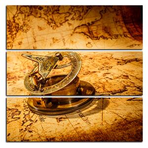 Slika na platnu - Kompas na karti antičkog svijeta - kvadrat 3999C (75x75 cm)