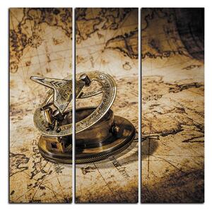 Slika na platnu - Kompas na karti antičkog svijeta - kvadrat 3999FB (75x75 cm)