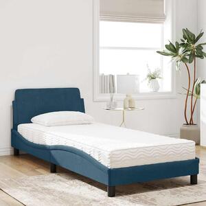 Krevet s madracem Dover plavi 80 x 200 cm baršunasti - Plava / 80 x 200 cm