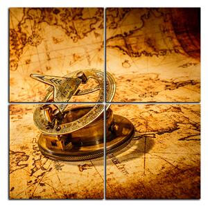 Slika na platnu - Kompas na karti antičkog svijeta - kvadrat 3999D (60x60 cm)