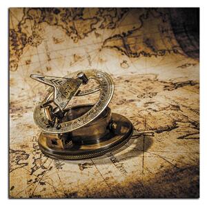 Slika na platnu - Kompas na karti antičkog svijeta - kvadrat 3999FA (50x50 cm)