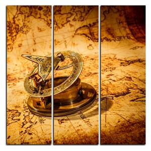 Slika na platnu - Kompas na karti antičkog svijeta - kvadrat 3999B (75x75 cm)