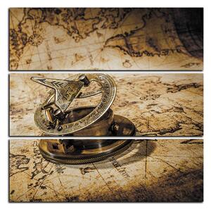 Slika na platnu - Kompas na karti antičkog svijeta - kvadrat 3999FC (75x75 cm)