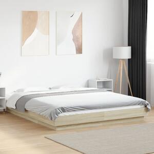 Okvir kreveta s LED svjetlima boja hrasta 150 x 200 cm drveni - Smeđa / 150 x 200 cm
