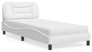 Krevet s madracem Hvar bijeli 80 x 200 cm od umjetne kože - Bijela / 80 x 200 cm