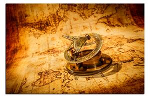 Slika na platnu - Kompas na karti antičkog svijeta 1999A (100x70 cm)