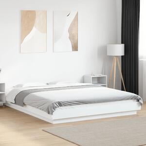 Okvir kreveta s LED svjetlima bijeli 150 x 200 cm drveni - Bijela / 150 x 200 cm