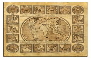 Slika na platnu - Drevna karta svijeta 1100A (90x60 cm )