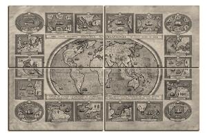 Slika na platnu - Drevna karta svijeta 11100FC (90x60 cm)