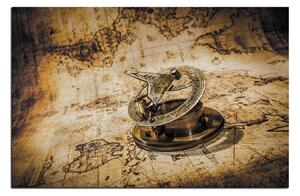 Slika na platnu - Kompas na karti antičkog svijeta 1999FA (100x70 cm)