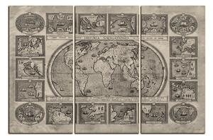 Slika na platnu - Drevna karta svijeta 1100FB (90x60 cm )