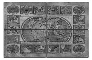 Slika na platnu - Drevna karta svijeta 1100QC (90x60 cm)