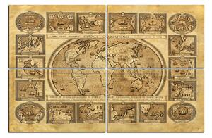 Slika na platnu - Drevna karta svijeta 1100C (120x80 cm)