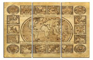 Slika na platnu - Drevna karta svijeta 1100B (90x60 cm )